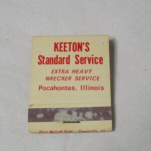 Vintage Pocahontas Illinois Matchbook Matches Keeton's Standard  Service Oil Co